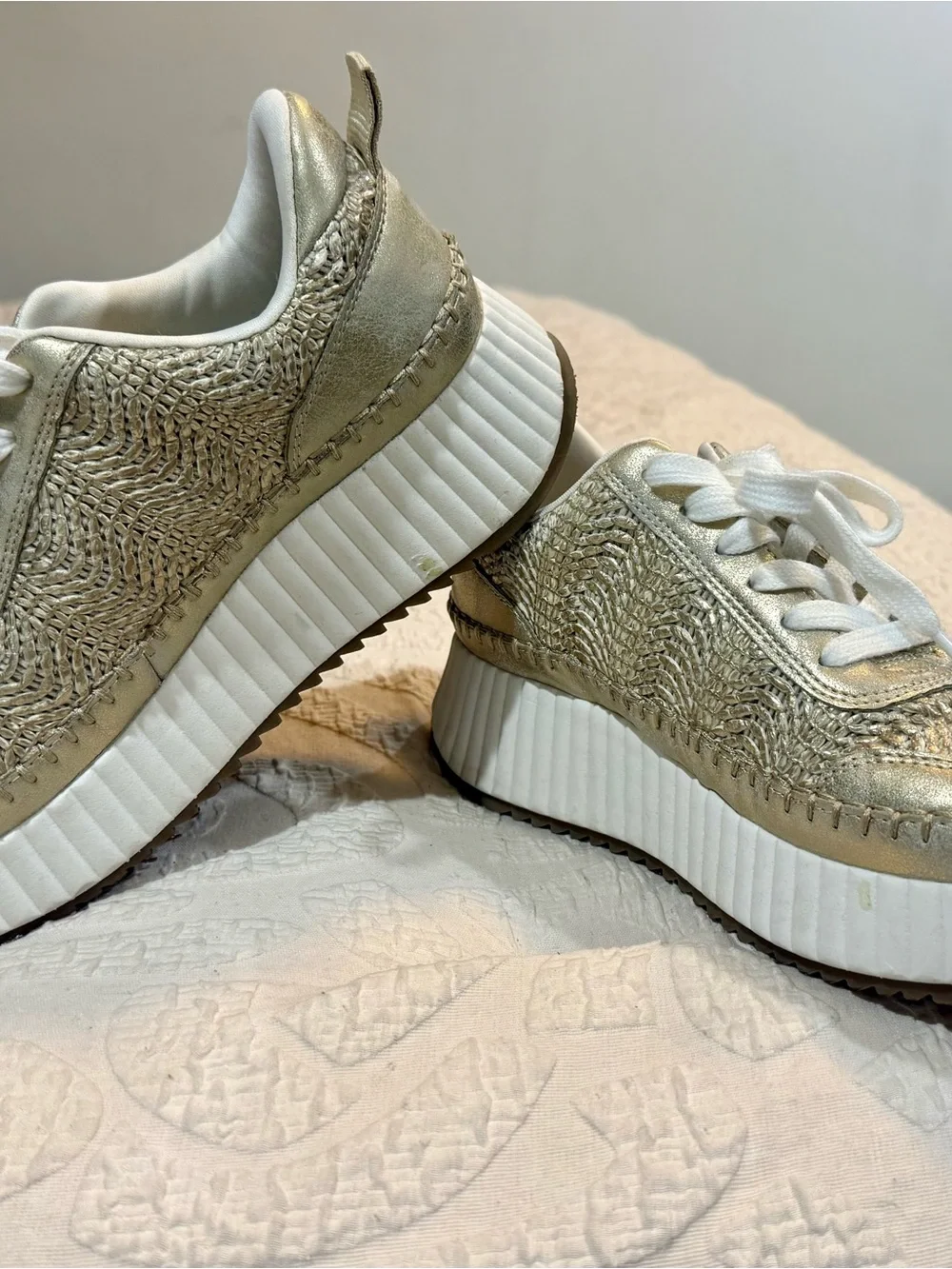 Universal Thread Metallic Gold Woven Platform Sneakers